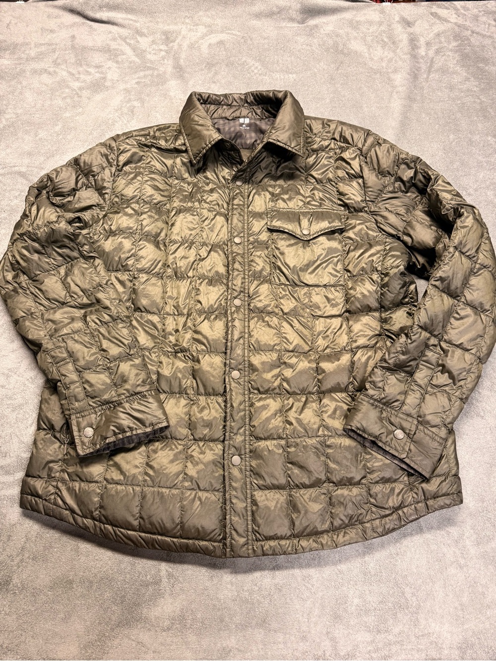 Uniqlo Men's Quilted Lightweight Shirt Jacket - Olive Green